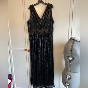 Black sequin sleeveless gown